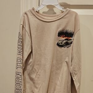 Kids Beige Racing Long Sleeve Shirt